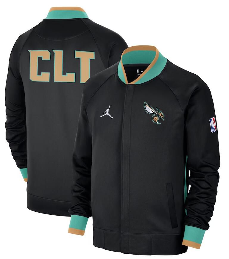 Men Charlotte Hornets Black Nike City Edition Full Zip Jacket 2023 NBA Jersey
